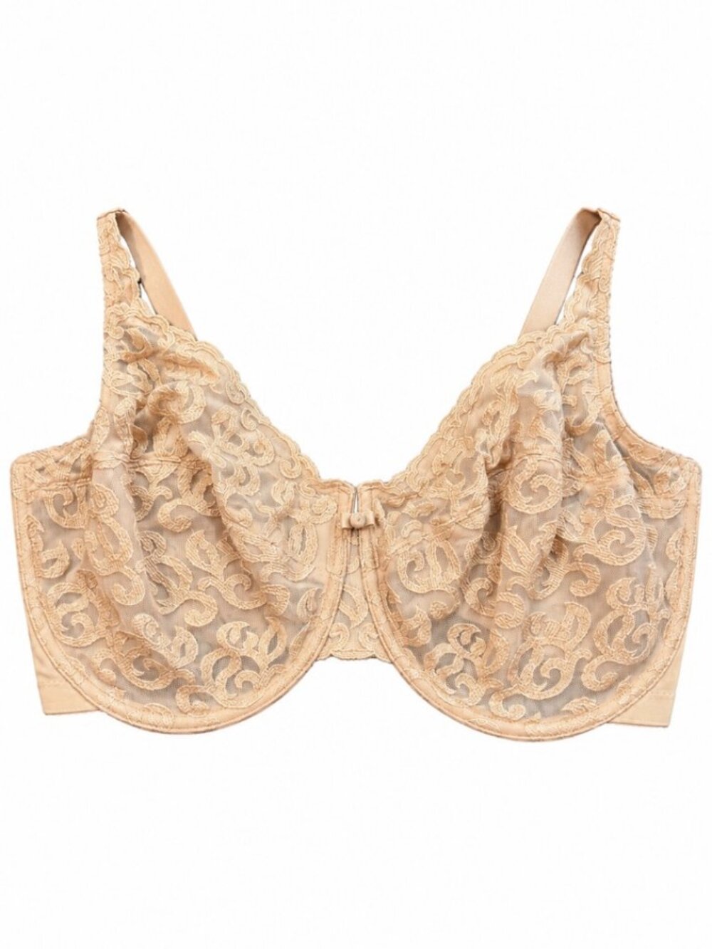 Wacoal Arabesque Underwire Bra 40DDD Nude Beige Lace Full Coverage 85199